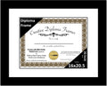 Creative Picture Frames 16x20.5 Classic Black Diploma Frame with White Mat Glass Easel and Installed Wall Hangers | Frame Holds 