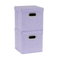 Household Essentials 8141 Caf Cube Bin Storage Set with Lids and Handles | 2 Pack, Purple Linen