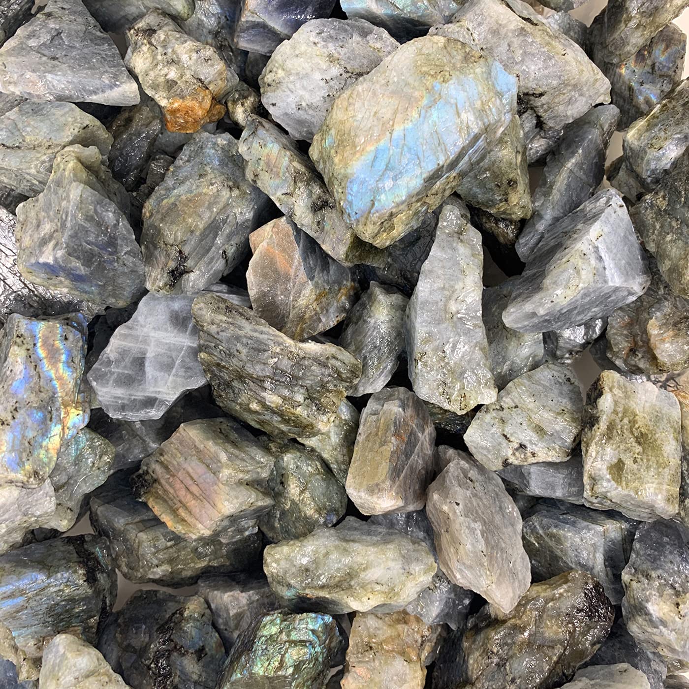 WireJewelry 3 Lbs of Bulk Rough Labradorite Stone - Large Natural Rough Stone and Crystals for Tumbling