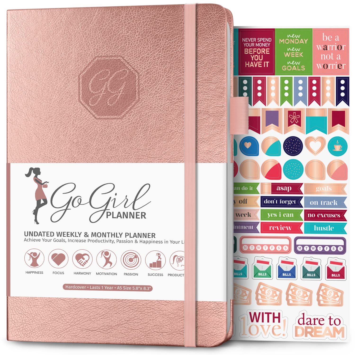 Gogirl Planner And Organizer For Women - A5 Weekly Planner, Goals Journal & Agenda To Improve Time Management & Productivity (Ro