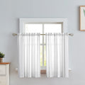Sxzjtex Stripe Cafe Kitchen Curtain Tiers Geometric Pattern Cafe Curtains 36 Inch Length, White And Grey Linen Textured Pinstrip