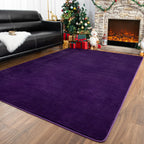 Przemy Washable Area Rug for Living Room Bedroom, 6x9 Feet Dark Purple Memory Foam Rug, Super Soft Modern Indoor Carpet for Kids