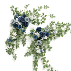 Ling's Moment 2PCS Dusty Blue Artificial Floral Swags Centerpieces Wedding Flower Rose Garland Greenery Arrangements for Sweethe