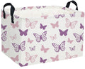 Essme Rectangular Butterfly Baskets,Kids Storage Basket with Handles for Girls Room Decor, Girls Storage Bin(Purple Butterfly)