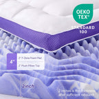 Chixpace Dual Layer Memory Foam Twin Xl Mattress Topper - 2 Inch Gel Egg Crate Foam And 2 Inch Cooling Pillow Top Cover Rayon, T