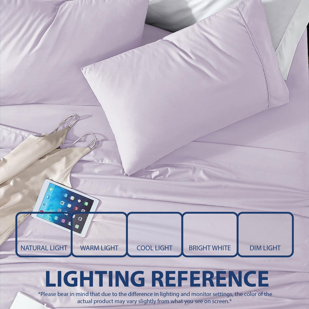 Cathay Home Essentials Ultra Soft Hypoallergenic Wrinkle Resistant Double Brushed Microfiber Bedding Sheet Set, Lavender, King