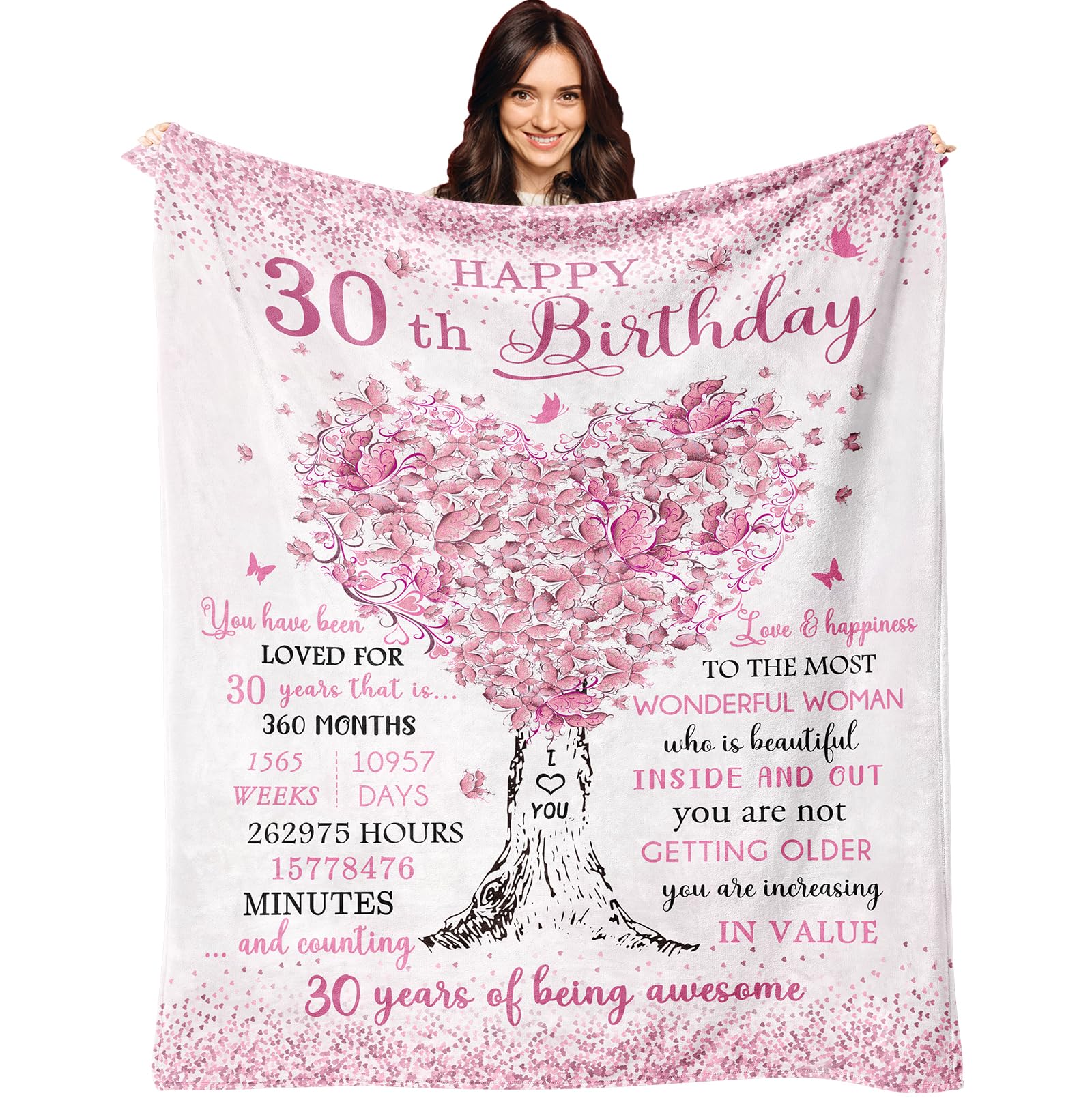 XALAZY 30th Birthday Gifts for Her Blanket 60''X50'', 30th Birthday Decorations for Her, 30th Birthday Gifts for Women, 30 Year 