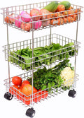 Privesh Three Layer Kitchen Trolly Multipurpose Stainless Steel Portable Storage Rack | Trolley With Wheels For Kitchen Storage 