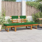vidaXL 2-in-1 Convertible Outdoor Bench, Patio Daybed, Garden Day Bed, Weather-Resistant Solid Acacia Wood, 26.8" x 74.8" x 29.1" Brown Frame & Green Cushion