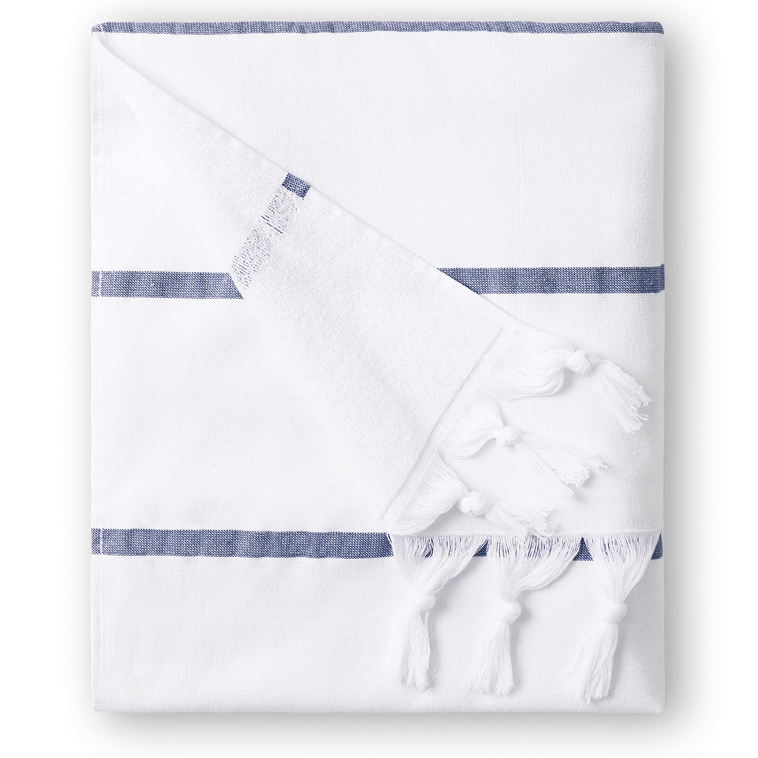 Laguna Beach Textile Co. Soft Turkish Fouta Beach Towel - Navy Blue, 400 GSM