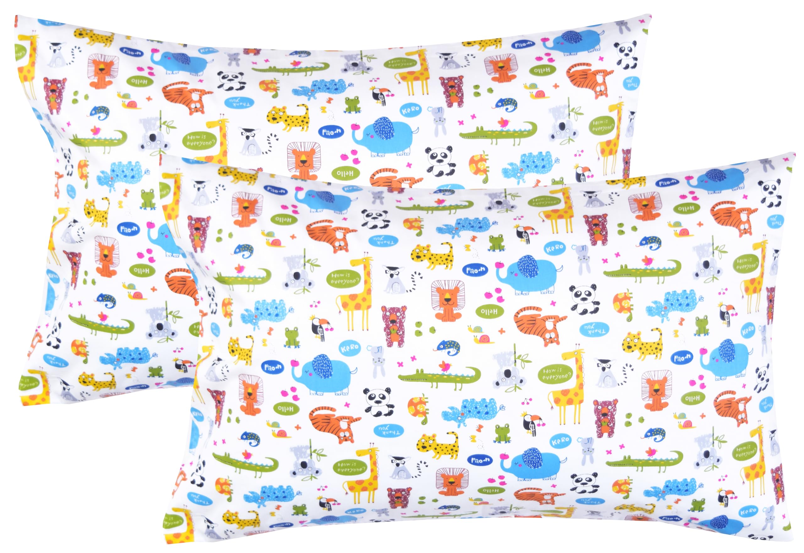 Scientific Sleep Animals Lion Tiger Lemur Chameleon Elephant Koala Toucan Panda 2 Pcs Cartoon Kids Pillowcases 100% Cotton Cozy
