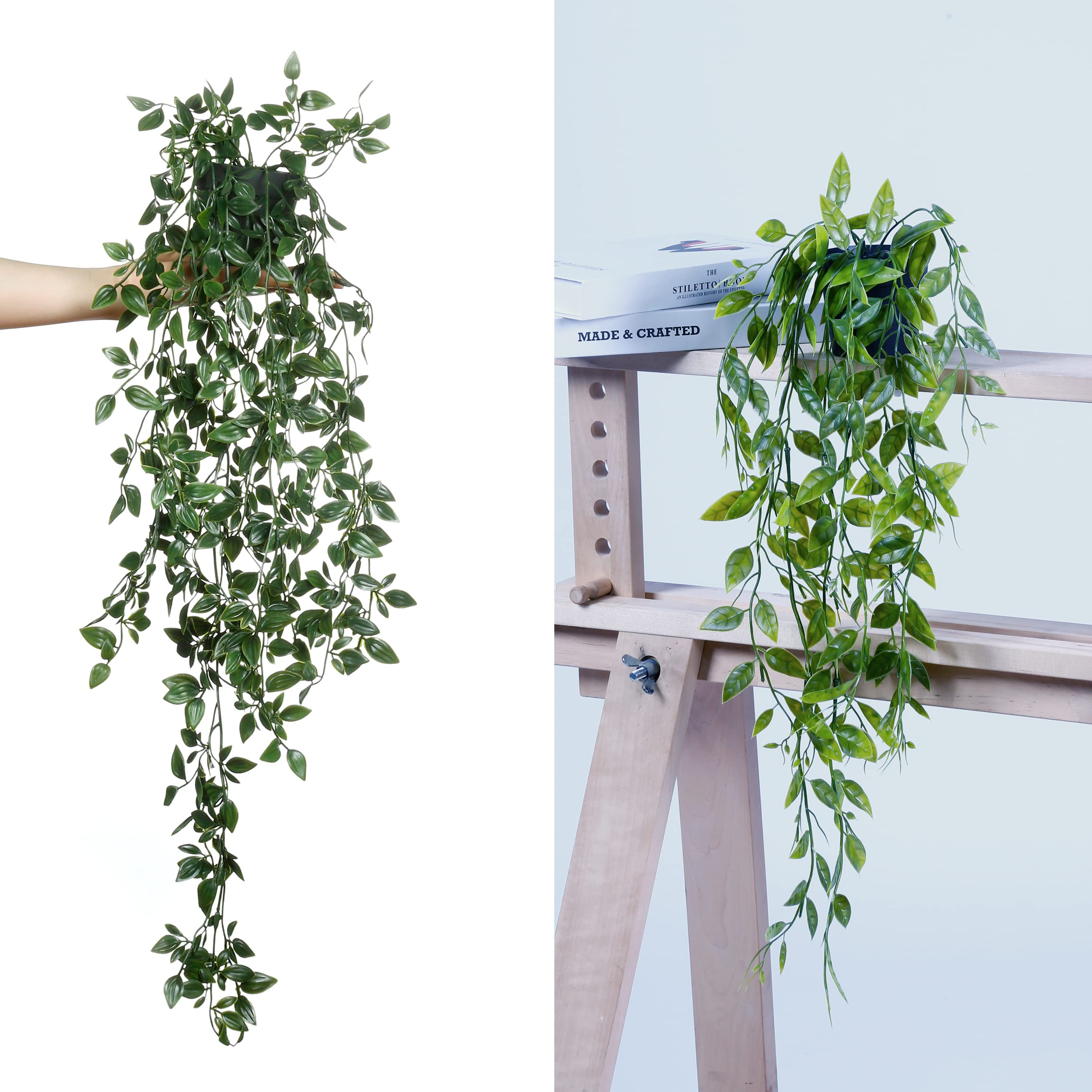Sggvecsy Fake Hanging Plants 3 Pack Artificial Eucalyptus Fake Potted Greenery Faux Eucalyptus Mandala Vine Pea Pod For Home Ind