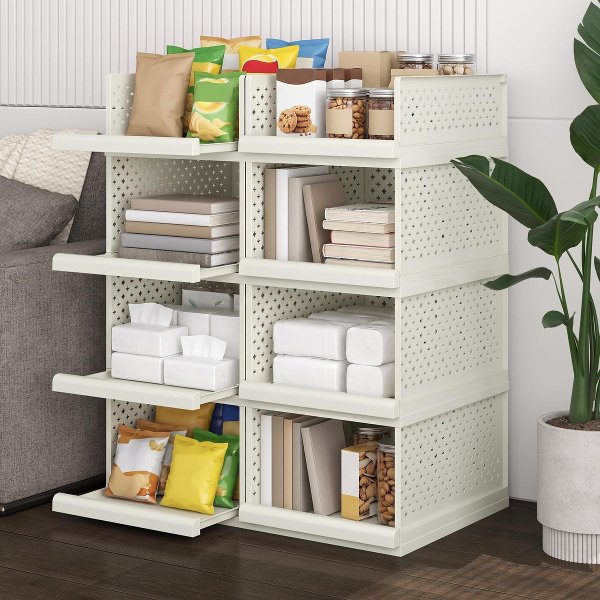 Storage Drawers, 12.8 wide Cupboard Organiser, Bathroom Stackable Shelf