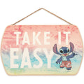 Open Road Brands Disney Lilo and Stitch Wall Art - Take It Easy Hanging Wood Wall Decor for Kids Bedroom, Play Room or Movie Ro