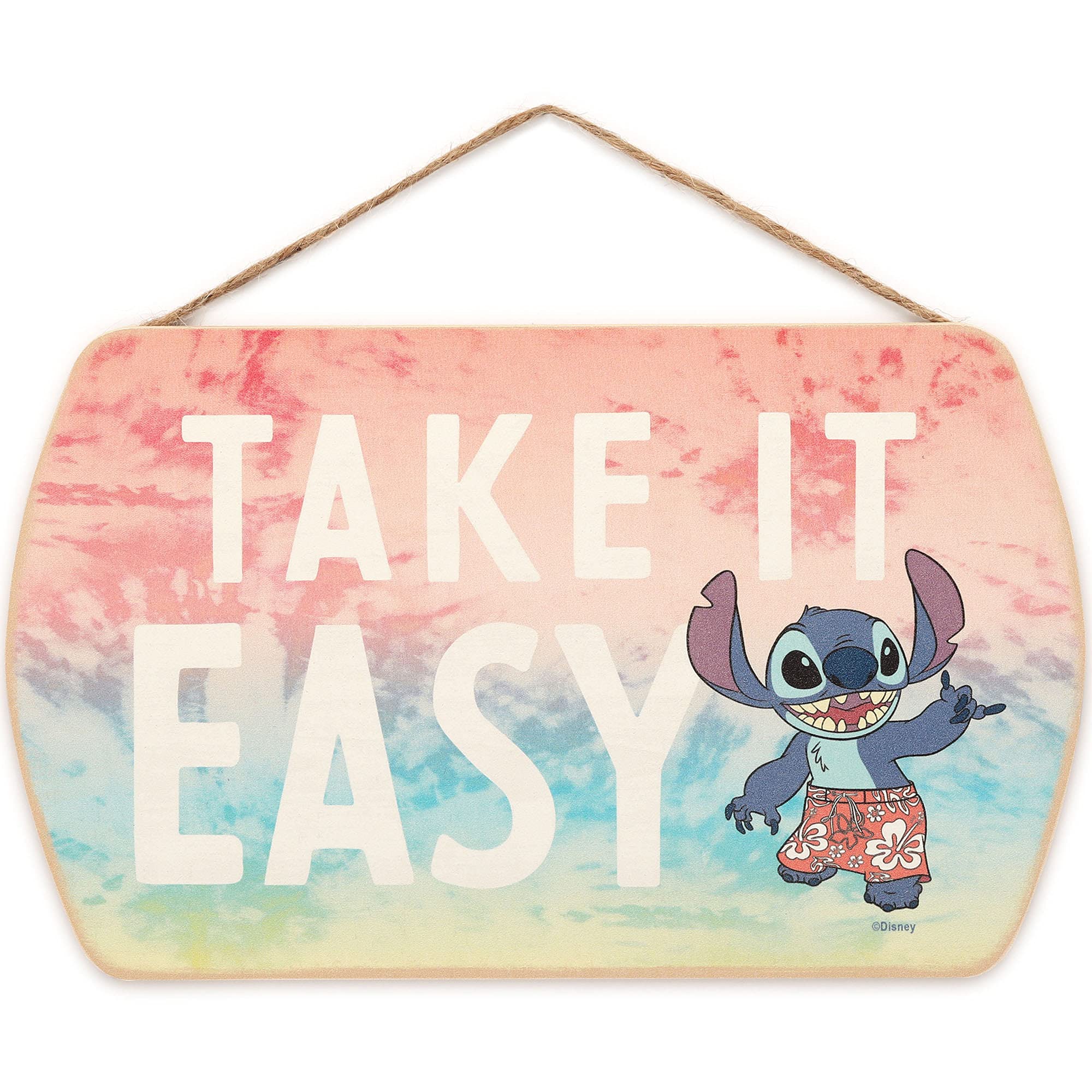 Open Road Brands Disney Lilo and Stitch Wall Art - Take It Easy Hanging Wood Wall Decor for Kids Bedroom, Play Room or Movie Ro