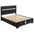 Coaster Home Furnishings Miranda Contemporary Wood Queen Size Storage Panel Bed Frame 50-inch Headboard Black 206361Q