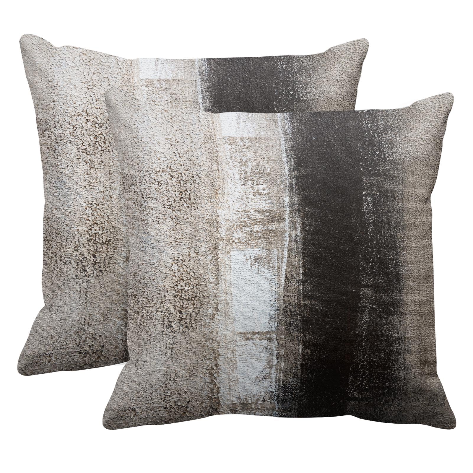 Emvency Set Of 2 Brown Beige Painting Throw Pillow Covers Contemporary Abstract Design Retro Decorative Pillow Case Home Decor S