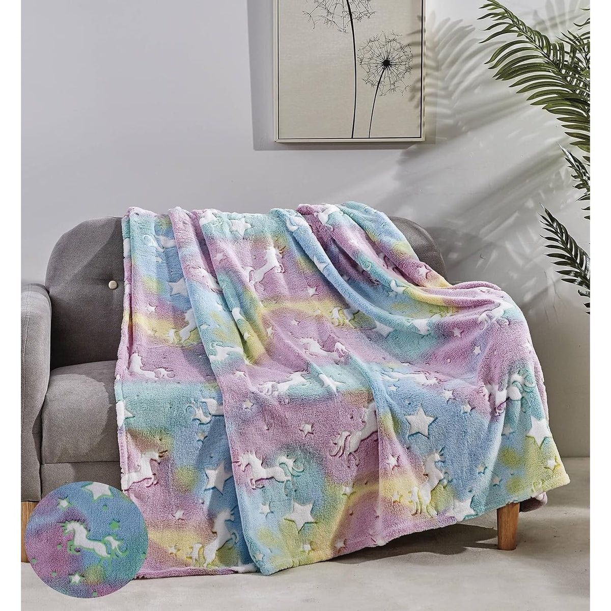 Glow In The Dark Blanket Stars Gifts For Girls, Boys Cute Kids Throw Blanket Funny Space Blanket Room Birthday Gifts, Soft Kids