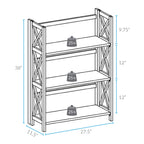 Casual Home Montego 3-Shelf White Fold Bookcase, 27.5" Wide