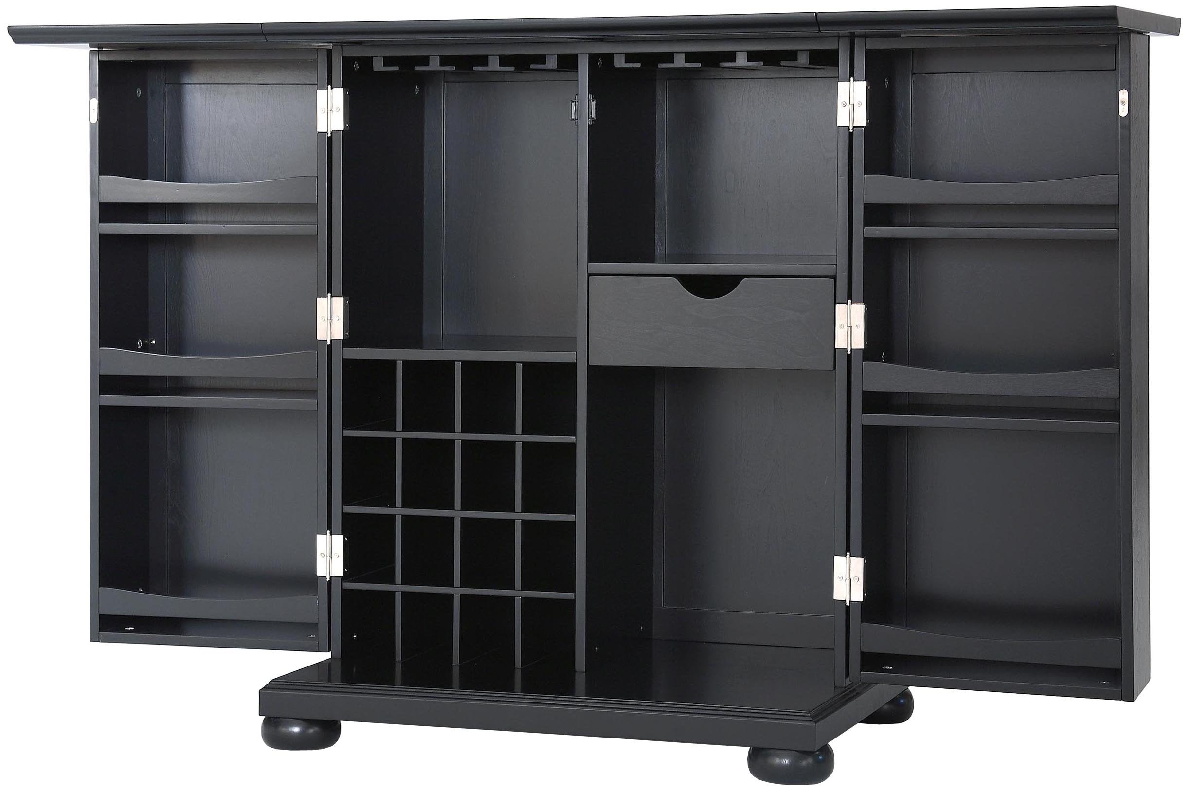 Crosley Furniture Alexandria Expandable Bar Cabinet With Storage Shelves, Drawer, And Wine Rack, Vintage Mahogany