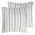 Levtex Home - Camden - Euro Shams (Set Of 2) - Quilt Back Stripe - Subtle Famhouse Stripe - Grey And Cream - (26X26In.), No Inse