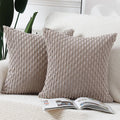 Madizz Pack Of 2 Boho Corduroy Striped Throw Pillow Covers 20X20 Inch Taupe Soft Decorative Cushion Cover For Bedroom Sofa Pillo