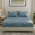 Huesland By Ahmedabad Cotton 144 Tc Double Bedsheet Cotton With 2 Pillow Covers | Blue, White & Grey