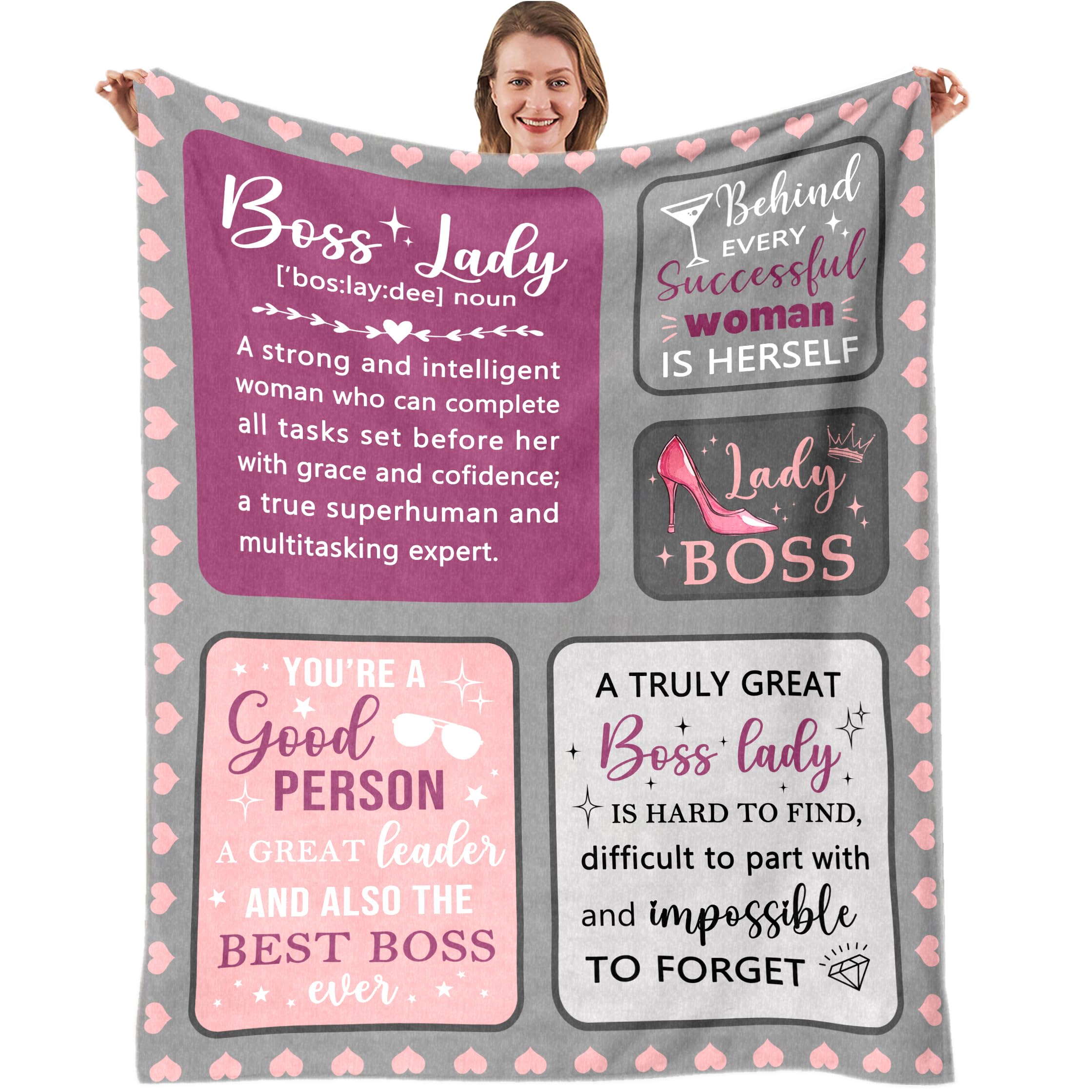 Nahjiiem Boss Lady Gifts For Women Throw Blanket, Best Boss Day Birthday Gifts For Women, For Bosses Female, Supervisor Managerg
