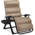 Best Choice Products Oversized Zero Gravity Chair, Folding Outdoor Patio Recliner, Xl Anti Gravity Lounger W/Removable Cushion, Cup Holder, Side Tray, 350Lb Capacity - Wheat