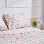 Floral Printed Sheet Set Queen Size, 4 Piece Soft Botanical Microfiber Sheets And Pillowcases - Deep Pocket, Wrinkle Free And Soft Bed Sheets Set Bedding Decor