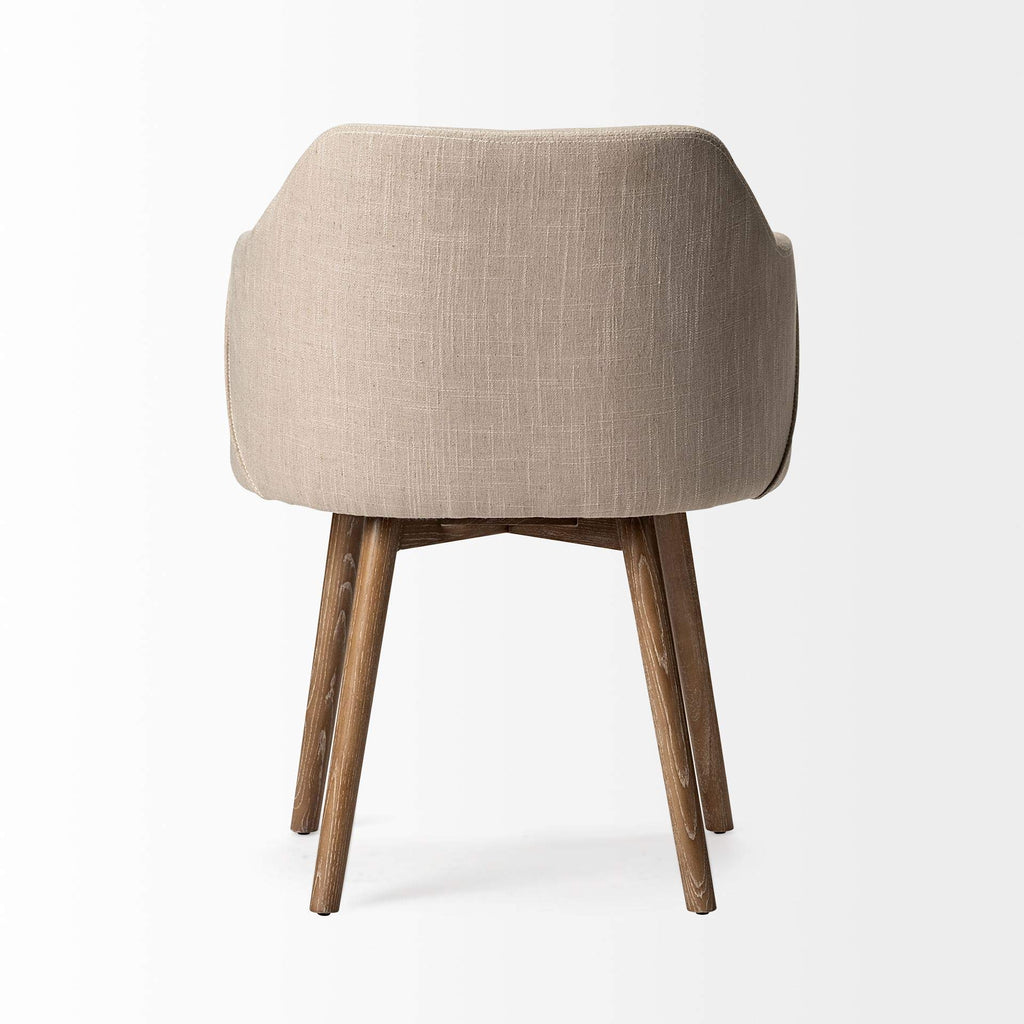 HomeRoots Cream Fabric Wrap with Brown Wooden Base Dining Chair