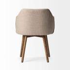 HomeRoots Cream Fabric Wrap with Brown Wooden Base Dining Chair