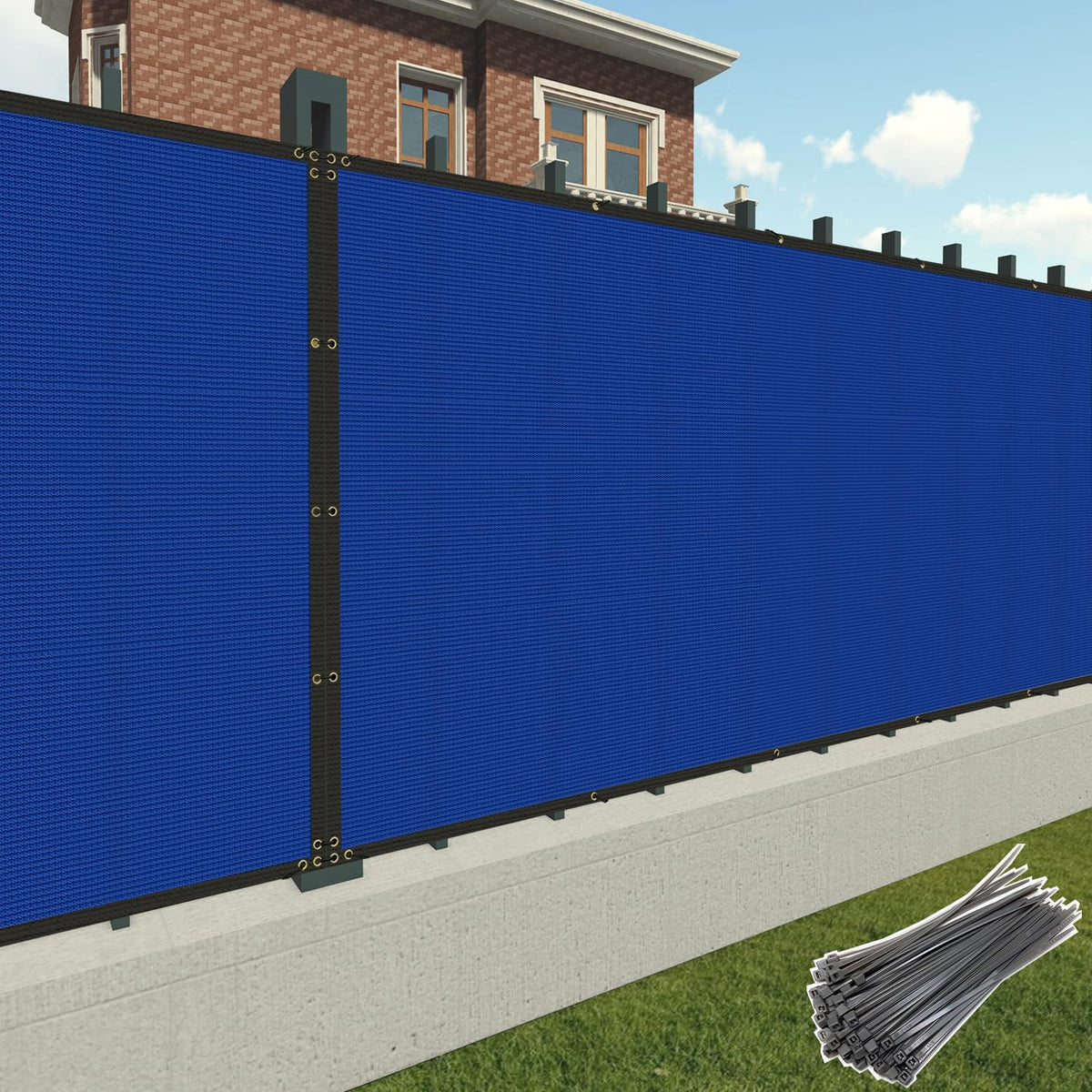 Patio Privacy Screen Fence 5' X 40' Heavy Duty Fence Panels Mesh Shade Fencing With Brass Grommets And Zipties, Safety Temporary