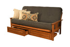 Kodiak Furniture Monterey Futon Set With Storage Drawers, With Barbados Base And Linen Charcoal Mattress