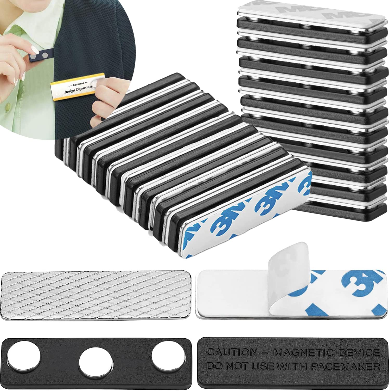 Magnetic Name Tag Holders With Strong Magnets For Securely Attaching Id Badges, Name Tags, And Accessories - 100 Pack