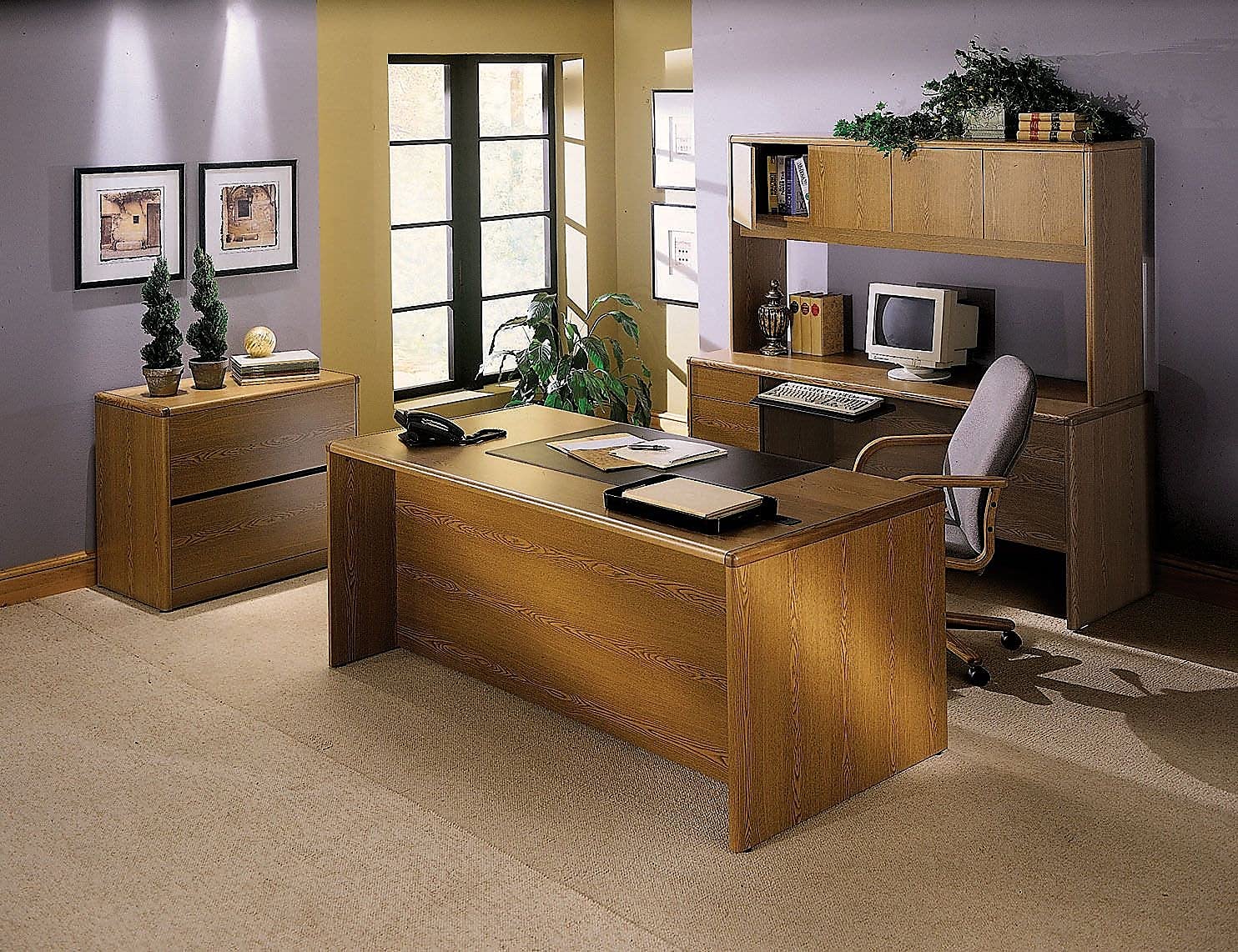 Hon-10700 L-Workstation Desk, 3/4-Right Pedestal, 66W X 30D X 29-1/2H, Mahogany
