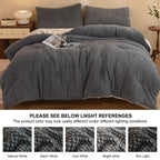 Llancl 3D Jacquard Design Comforter Set, Ultra-Soft Warm King Size Sherpa Fur Plush 3-Pieces Sets Luxury Cozy Bedding With 2 Pil