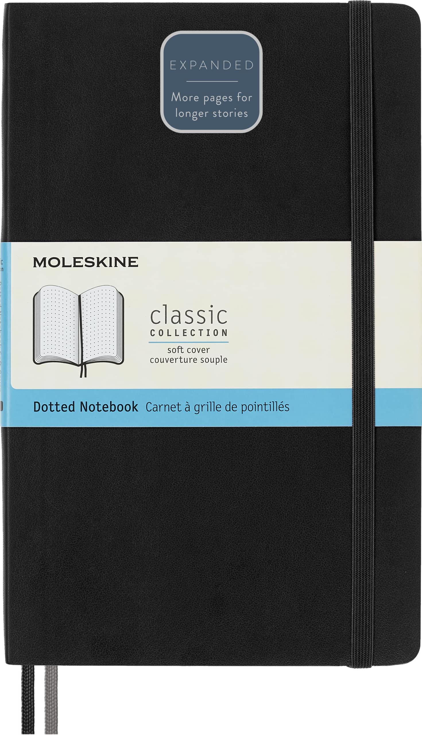 Moleskine Classic Expanded Notebook, Soft Cover, Large (5' X 8.25') Dotted, Black, 400 Pages
