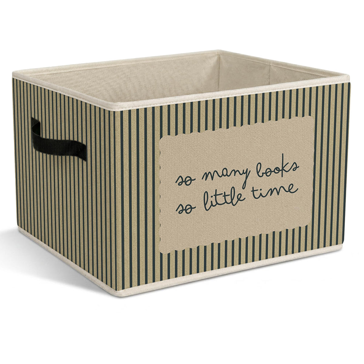 Yorhifa Retro Green Striped Funny Book Lover Storage Bins with Handles, So Many Book So Little Time Collapsible Laundry Basket O