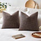 Miulee Burlap Linen Throw Pillow Covers 18X18 Inch Dark Coffee Decorative Pillow Covers Modern Farmhouse Pillowcases Soft Accent