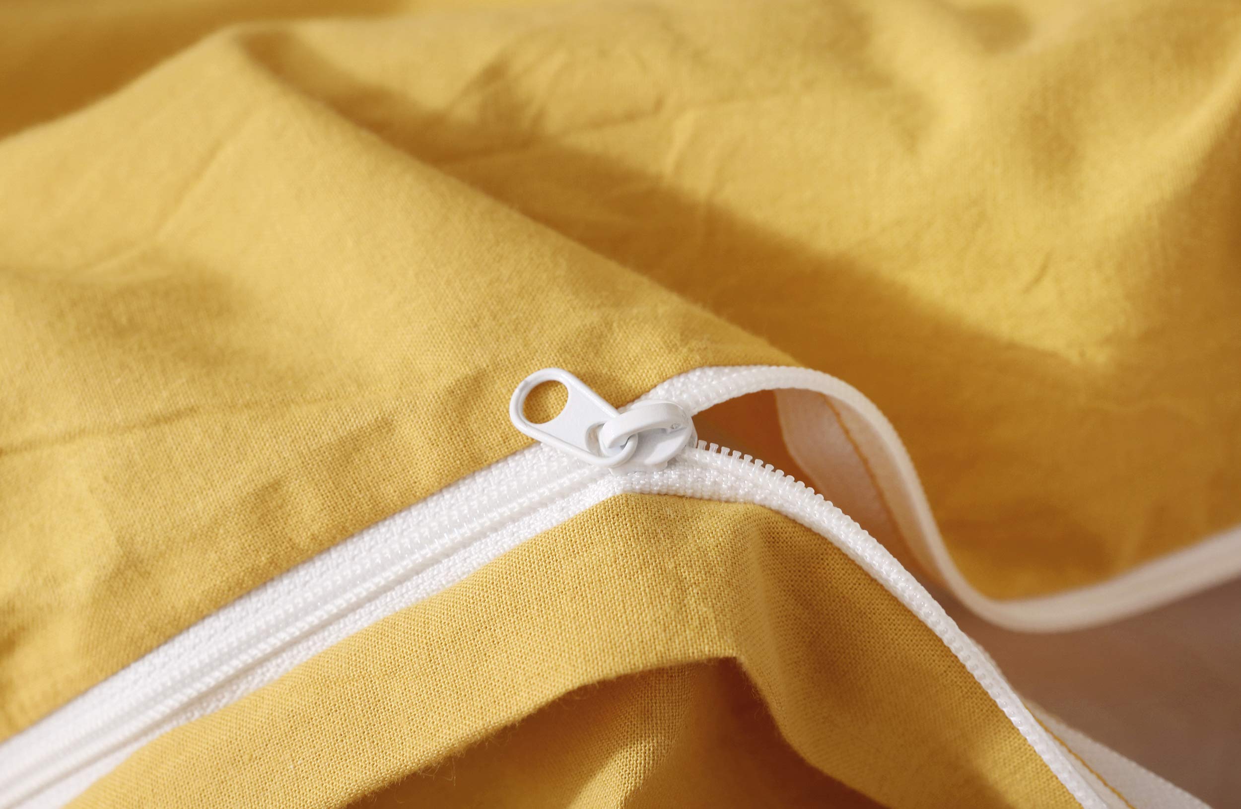 F.Y.Dreams 100% Washed Cotton Duvet Cover For Weighted Blanket 60X80 Inches With 8 Ties, Zipper On Long Side/Yellow/Just Duvet C