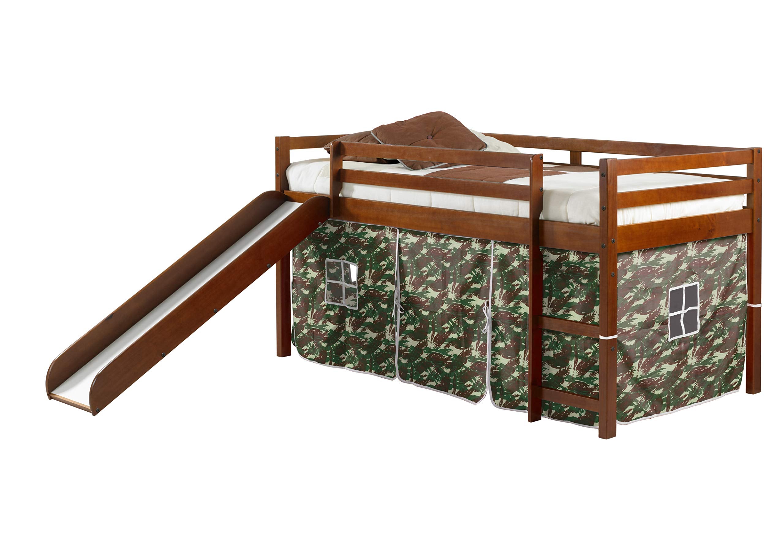 Donco Kids 750Tw-750C-Tb Loft Bed With Slide And Blue Tent, Twin, White