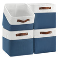 Patvingot Collapsible Fabric Cube Storage Bins 11x11  11, Pack of 4 Closet Basket Boxes with PU Handles for Organizing Shelves, 
