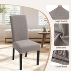 Searchi Dining Room Chair Covers Set Of 4, Stretch Jacquard Parsons Chair Slipcovers Removable Washable Kitchen Chair Protector Cover For Dining Room, Hotel, Ceremony (Taupe Rhombus)