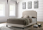 Coaster Home Furnishings Tamarac Transitional Fabric Upholstered Queen Size Panel Bed Frame 51-inch Headboard Beige 310061Q