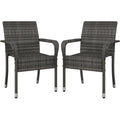 Yaheetech Set of 2 Stackable Outdoor Rattan Dining Chairs, All-Weather Firepits Armchair w/Armrests, Steel Frame for Garden, Pat
