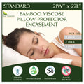 Four Seasons Essentials Standard Size Waterproof Pillow Protectors (Set Of 2) - Natural Viscose Derived From Bamboo Pillow Cover