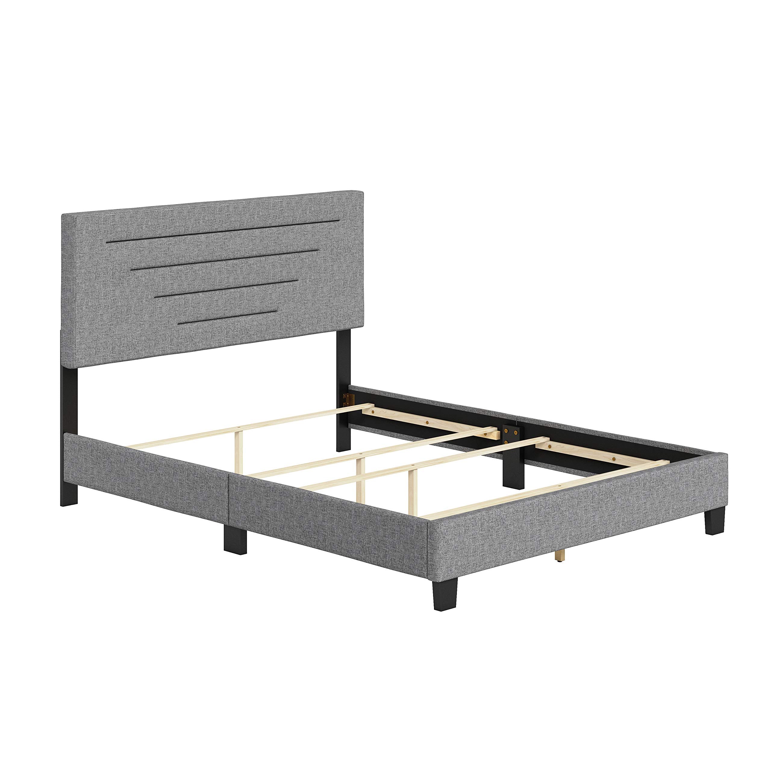 Boyd Sleep Cordoba Upholstered Platform Bed with Headboard and Durable Mattress Foundation with Strong Wood Slat Supports, Box Spring Required: Twin, Gray