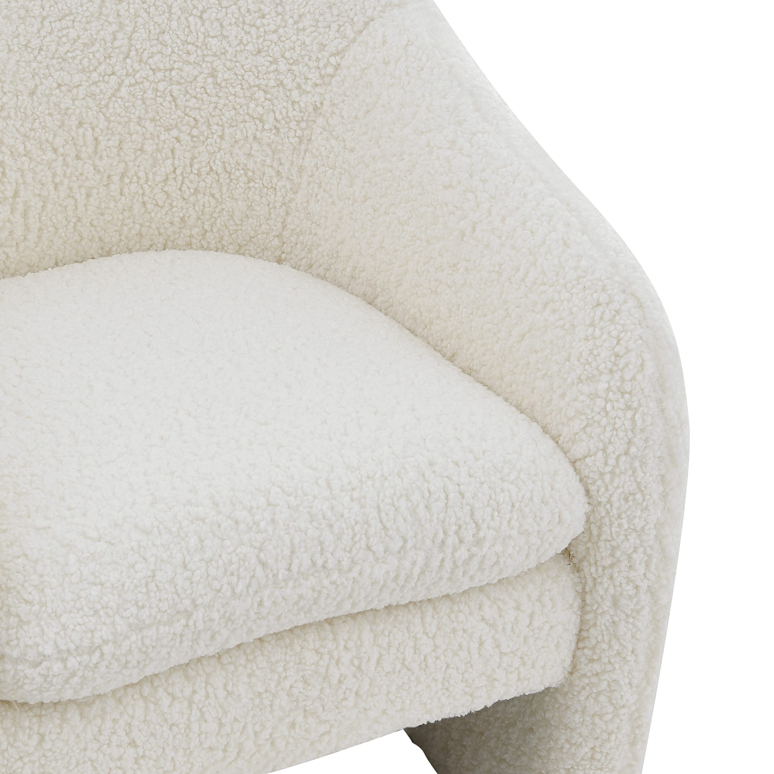 Npd Furniture And More Zella Faux Shearling Fabric Arm Accent Chair, Beige