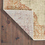 HomeRoots Polypropylene 2’x3’ Ivory and Pink Medallion Scatter Rug